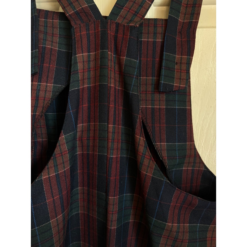 Vintage Paris Sport Club Plaid Pinafore Overall Mini Dress Size M Dark Academia - Picture 7 of 9